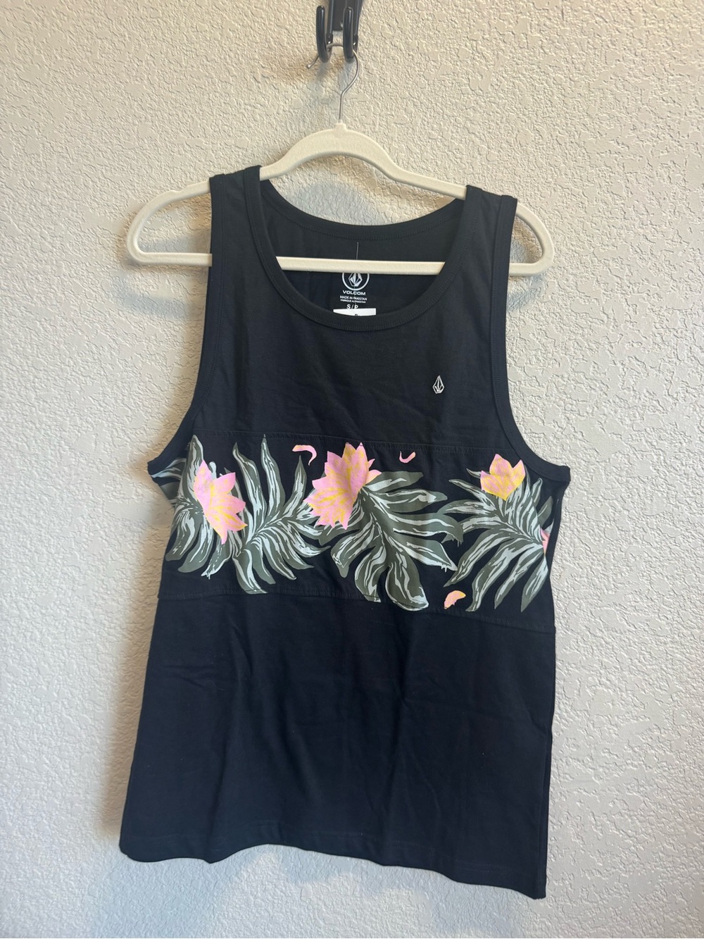 Volcom Black Tank Top with Pink Floral Print